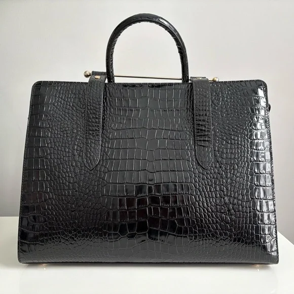 $995 Strathberry Croc Croco Embossed Leather Crossbody Tote Bag Purse Large GUC - Picture 6 of 16